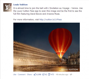Facebook l'invitation au voyage Louis Vuitton