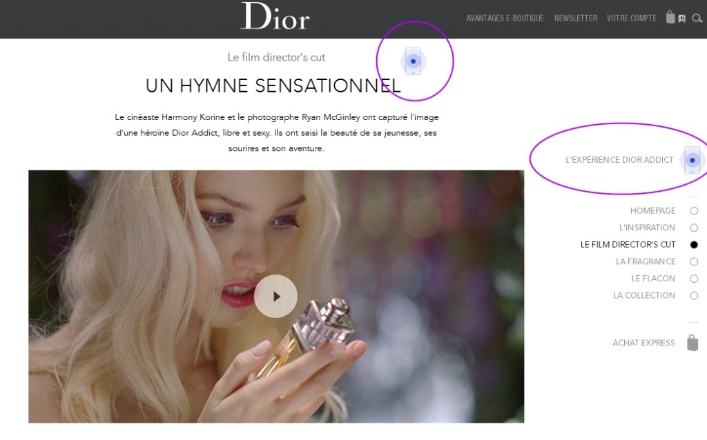 Homepage Dior Addict - Mini site 